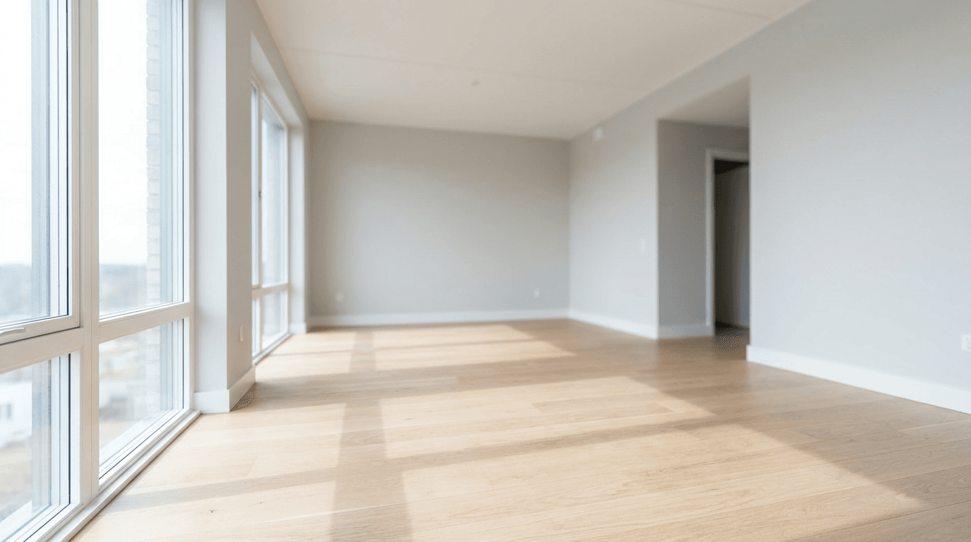 Cleaner vacuuming dust in a newly renovated room