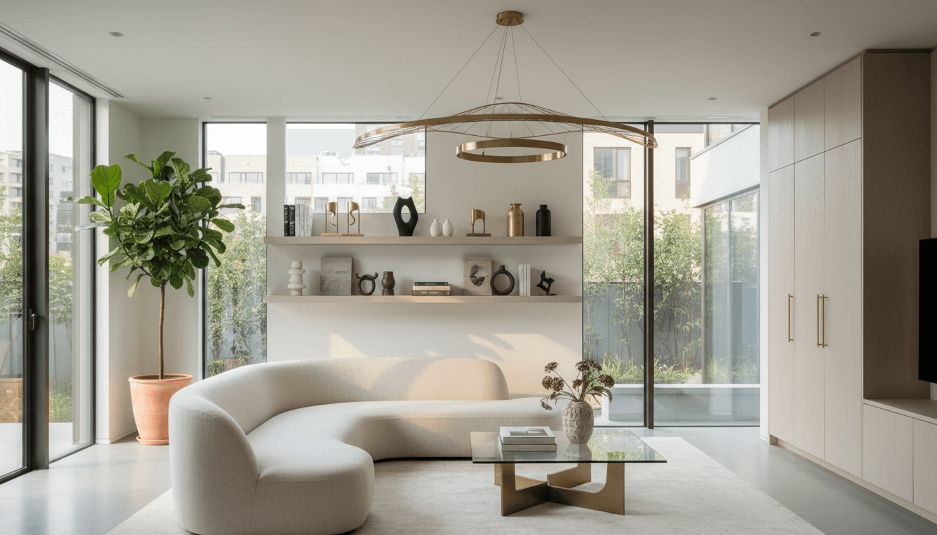Spotless living room in Brisbane with polished timber floors
